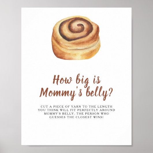 Bun baby shower Hoe groot is het buikspel van mama Poster (Voorkant)
