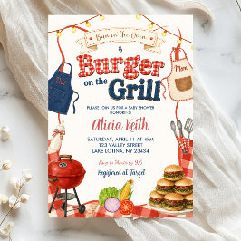 Bun & Burgers Gingham BBQ Coed Baby Shower Kaart