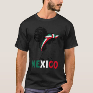 Bun Girl Mexicaanse vlag Mexico voor meisjes vrouw T-shirt