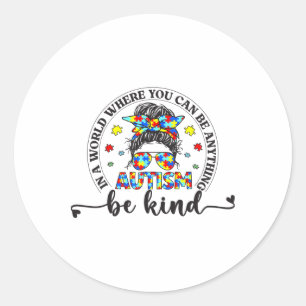 Bun Girls Kinder Autisme Awareness Kind : Ronde Sticker