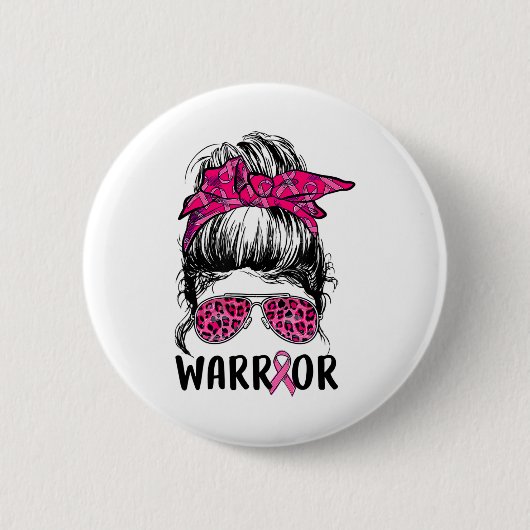 Bun Gles Draag Pink Warrior borstkanker bewustzijn Ronde Button 5,7 Cm (Voorkant)