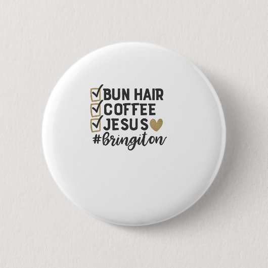 bun hair coffjesus ronde button 5,7 cm (Voorkant)