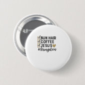 bun hair coffjesus ronde button 5,7 cm (Voorkant /achterkant)