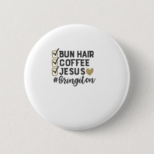 bun hair coffjesus ronde button 5,7 cm