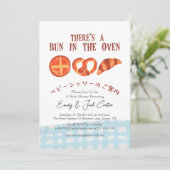 Bun in de Oven Baby shower Bakkerij Blue Gingham Kaart (Staand voorkant)