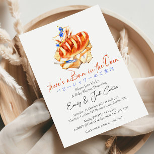 Bun in de oven Baby shower Brood Blauwe Bloemen Kaart