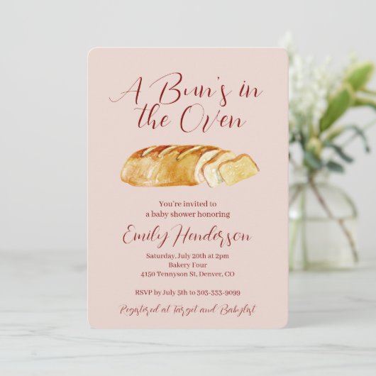 Bun in de Oven Bakery Baby shower Invitation Kaart (Staand voorkant)