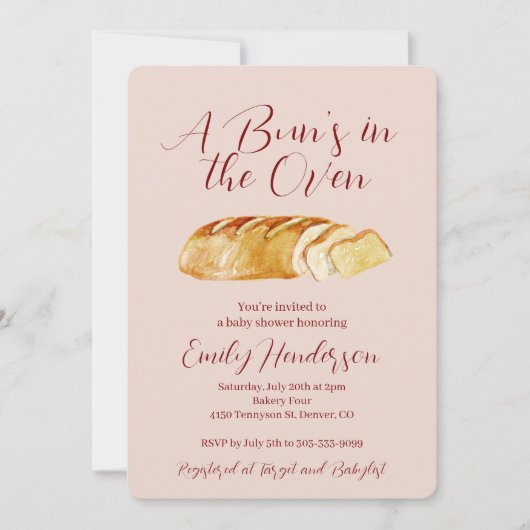 Bun in de Oven Bakery Baby shower Invitation Kaart (Voorkant)