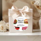 Bun in de oven BBQ Burger op Grill Baby shower Ronde Sticker