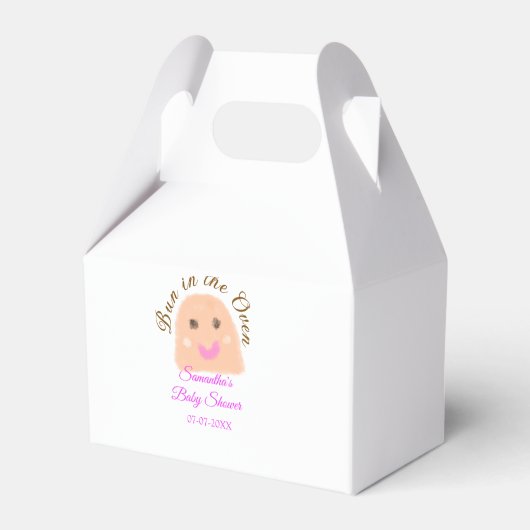 Bun in de oven beige dumpling baby shower roze br bedankdoosjes (Voorkant Zijde)