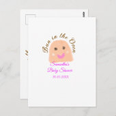 Bun in de oven beige dumpling baby shower roze br briefkaart (Voorkant / Achterkant)
