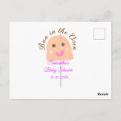 Bun in de oven beige dumpling baby shower roze br briefkaart (Achterkant)