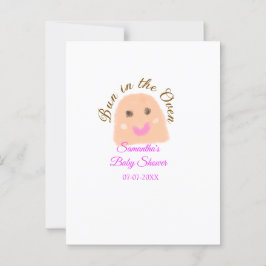 Bun in de oven beige dumpling baby shower roze br briefkaart