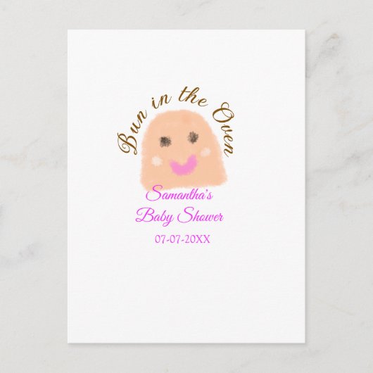 Bun in de oven beige dumpling baby shower roze br briefkaart (Voorkant)