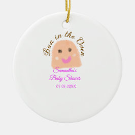 Bun in de oven beige dumpling baby shower roze br keramisch ornament