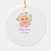 Bun in de oven beige dumpling baby shower roze br keramisch ornament (Achterkant)