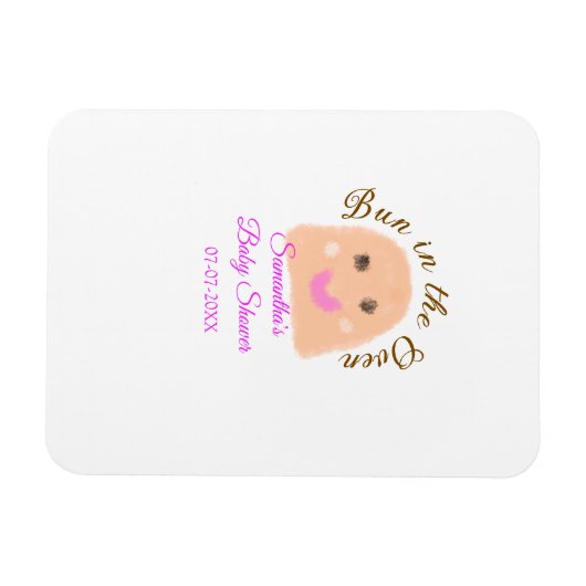 Bun in de oven beige dumpling baby shower roze br magneet (Horizontaal)