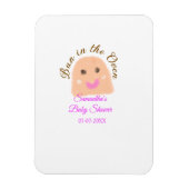 Bun in de oven beige dumpling baby shower roze br magneet (Verticaal)