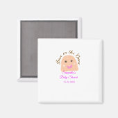 Bun in de oven beige dumpling baby shower roze br magneet (Voorkant / Achterkant)