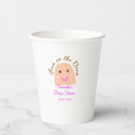Bun in de oven beige dumpling baby shower roze br papieren bekers