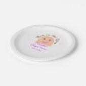Bun in de oven beige dumpling baby shower roze br papieren bordje (Gekanteld)