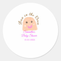 Bun in de oven beige dumpling baby shower roze br