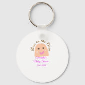 Bun in de oven beige dumpling baby shower roze br sleutelhanger (Achterkant)