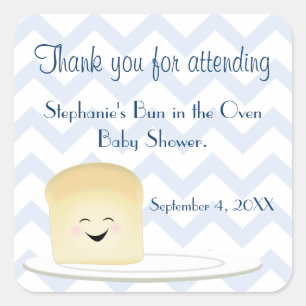 Bun in de Oven Blauw Vierkante Sticker