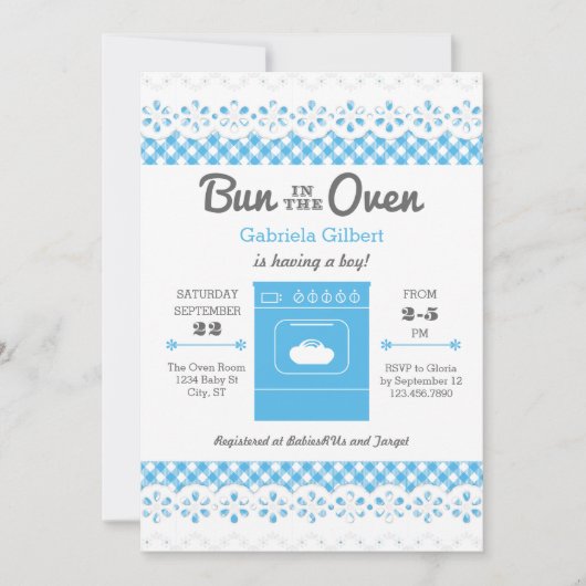 Bun in de Oven Boy Baby shower Invitation Kaart (Voorkant)