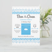 Bun in de Oven Boy Baby shower Invitation Kaart (Staand voorkant)