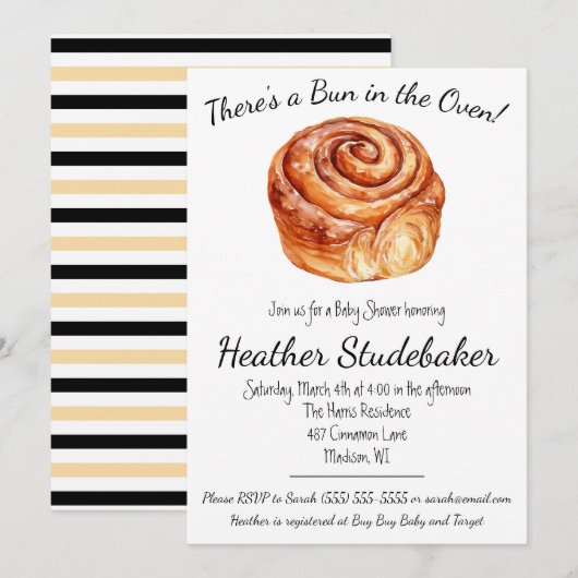 Bun in de oven, Cinnamon Bun Baby shower Kaart (Voorkant / Achterkant)