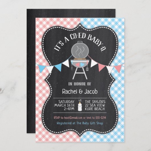 Bun in de Oven Gender onthulling Baby shower Invit Kaart (Voorkant / Achterkant)