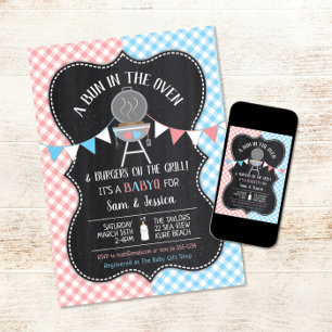 Bun in de Oven Gender Reveal Baby shower Kaart