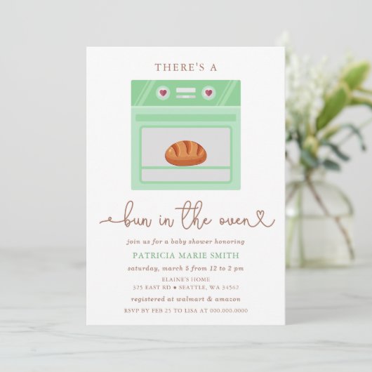 Bun in de oven genderneutraal Baby shower Kaart (Staand voorkant)