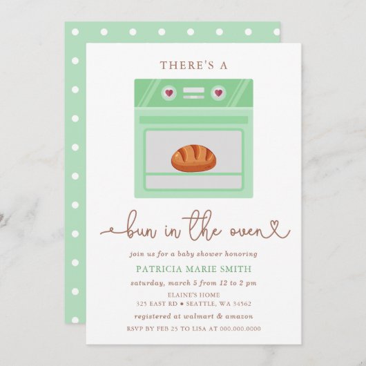 Bun in de oven genderneutraal Baby shower Kaart (Voorkant / Achterkant)