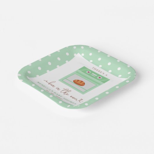 Bun in de oven genderneutraal Baby shower Papieren Bordje (Gebogen)
