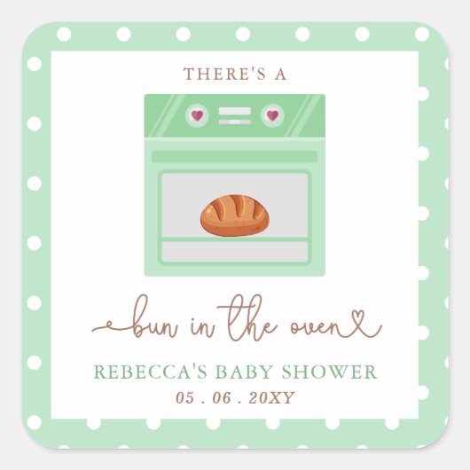 Bun in de oven genderneutraal Baby shower Vierkante Sticker (Voorkant)