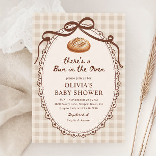 Bun in de Oven Gingham Sourdough Baby Shower Kaart