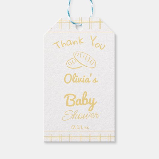 Bun In De Oven Hand Getrokken Neutraal Baby shower Cadeaulabel (Voorkant)