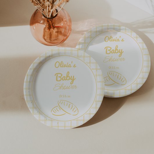 Bun In De Oven Hand Getrokken Neutraal Baby shower Papieren Bordje