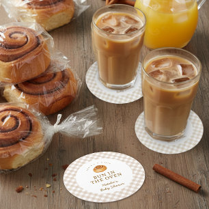 Bun In De Oven Kaneelbrood Baby Shower Ronde Kartonnen Onderzetter
