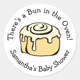 Bun in de Oven Leuk Modern Baby shower Jongen / Me Ronde Sticker