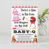 Bun in de oven meisje barbecue Baby shower Kaart (Staand voorkant)