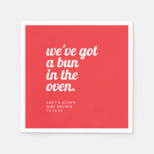 Bun in de oven Modern Minimal Red Baby shower