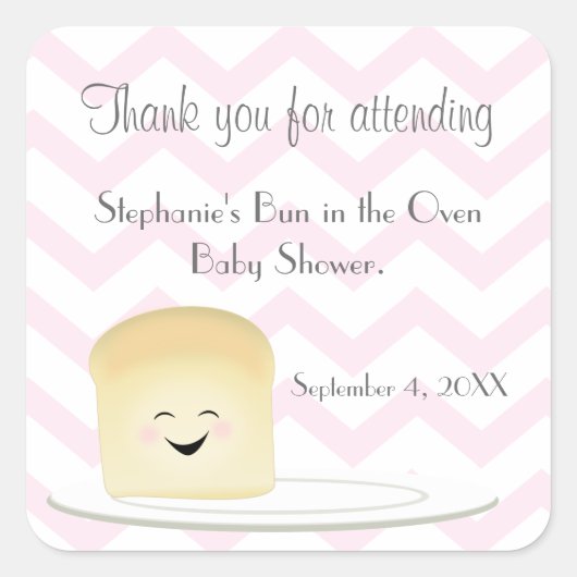 Bun in de Oven Roze Vierkante Sticker (Voorkant)