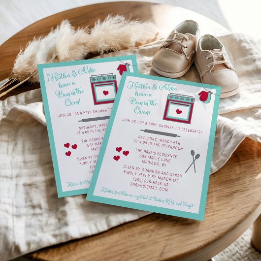 Bun in de uitnodiging tot het Baby shower van Oven