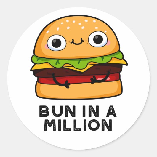 Bun in een miljoen Funny Burger Pun Ronde Sticker (Voorkant)