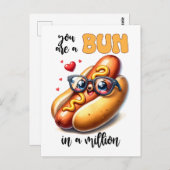 Bun in een miljoen hotdog Punny Funny Valentijn Briefkaart (Voorkant / Achterkant)