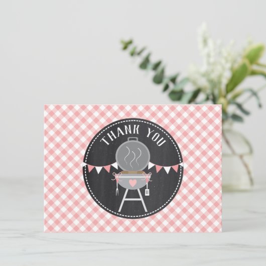 Bun in het Baby shower Oven BabyQ Roze meisje Bedankkaart (Staand voorkant)