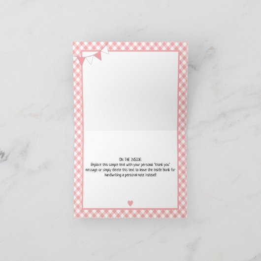 Bun in het Baby shower Oven BabyQ Roze meisje Bedankkaart (Binnen)